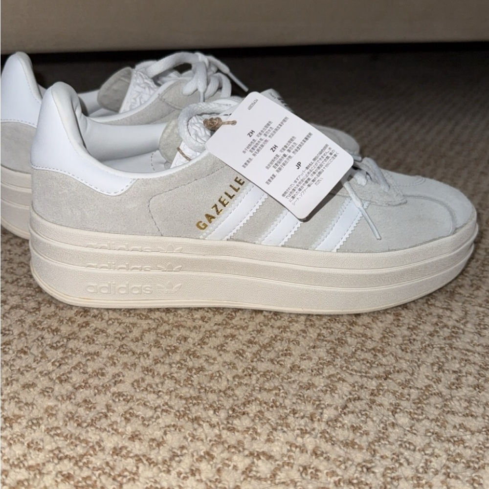 Adidas Women's Gazelle Platform Sneakers - White and Grey